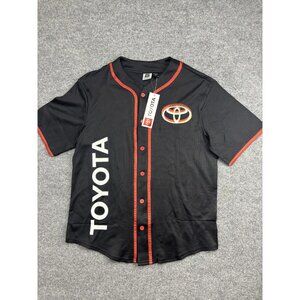 Toyota Shirt Mens Small Black Baseball Jersey Button Front Short Sleeve Racing
